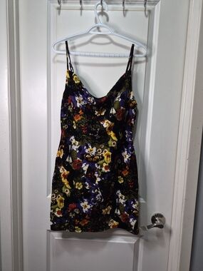 Urban Outfitters Olive, Black & Yellow Velvet Floral Butterfly Dress